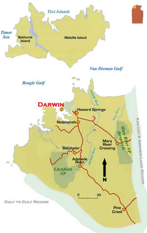 Darwin Travel Maps | Regional Map | Road Maps NT