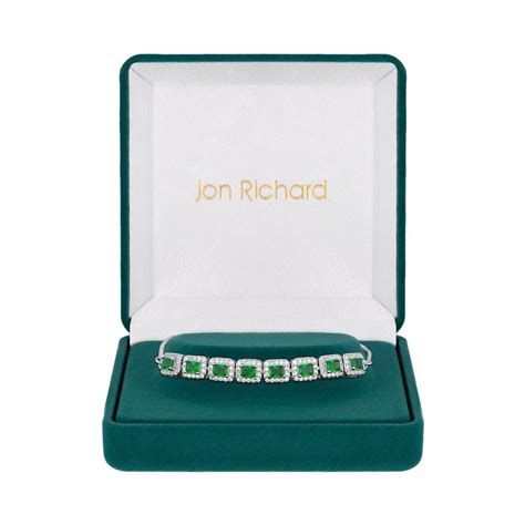 Silver Emerald Cubic Zirconia Toggle Bracelet Jon Richard