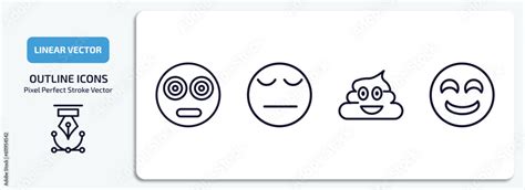 Emoji Outline Icons Set Emoji Thin Line Icons Pack Included Hypnotized