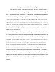 Making Relationship Work A Reflection Paper Docx Making