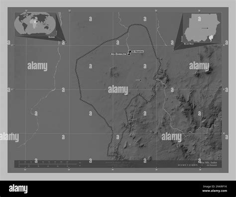 Blue Nile Estado De Sud N Mapa De Elevaci N En Escala De Grises Con