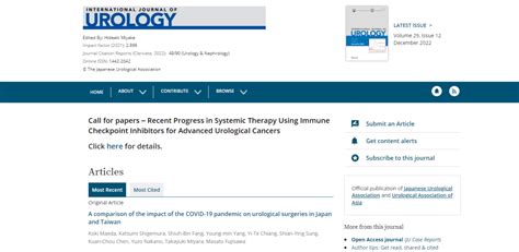 医学sci期刊推荐：international Journal Of Urology 佩普学术