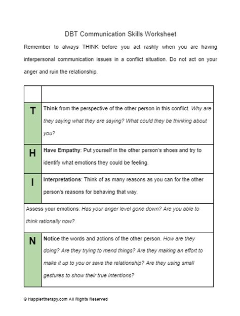 Dbt Communication Skills Worksheet Happiertherapy