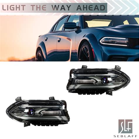 For Dodge Charger Headlight Halogen W Led Drl Black Housing