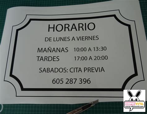 Vinilos Adhesivos Con Horarios Para Puertas De Tiendas Y Comercios