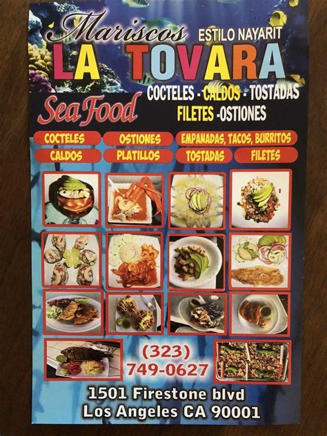 Menu At Mariscos La Tovara Estilo Nayarit Restaurant Los Angeles