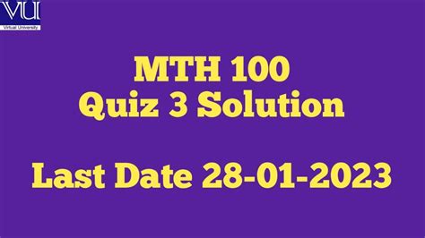 MTH 100 Quiz 3 Solution 2023 YouTube