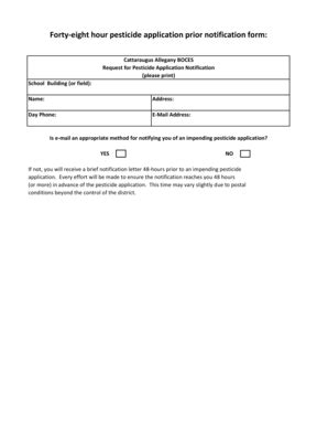 Fillable Online Forty Eight Hour Pesticide Application Prior