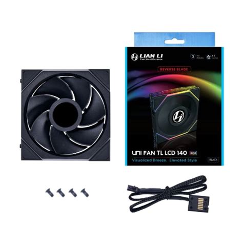 พดลมคอม Lian Li UNI Fan TLLCD140 Reverse Blade Black