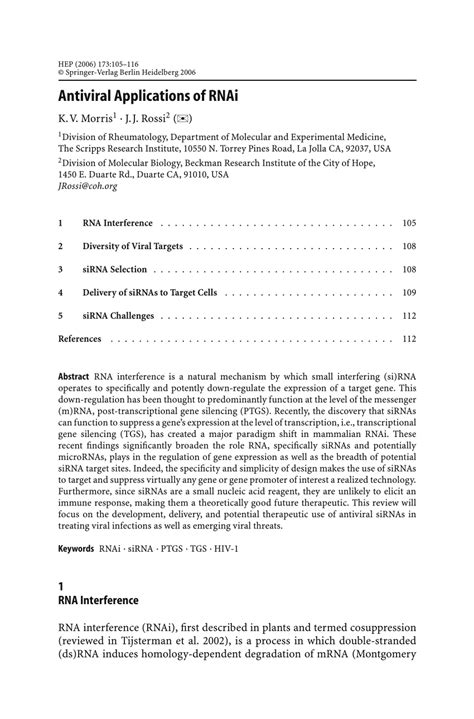 (PDF) Antiviral Applications of RNAi