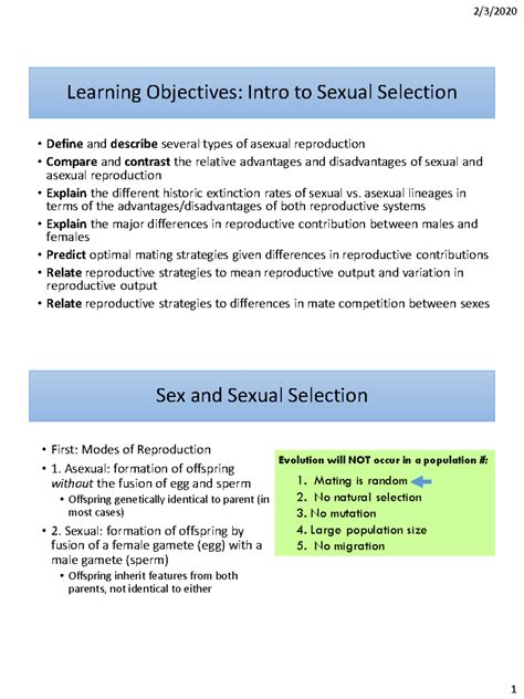 8 Intro To Sexual Selection Learning Objectives Intro To Sexual Selection Define And