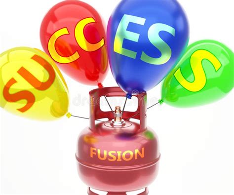 Fusion And Success Pictured As Word Fusion On A Fuel Tank And