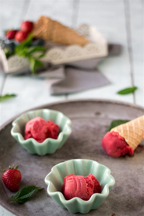 Erdbeer Minz Sorbet Rezept Mit Und Auch Ohne Eismaschine