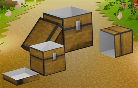 Minecraft Papercraft Openable Chest