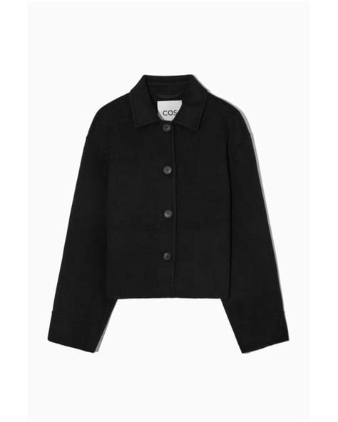 Cos Boxy Fit Double Faced Wool Jacket In Black Lyst