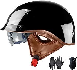 Motorcycle Half Helmet With Retractable Inner Sun Shade Quick Release