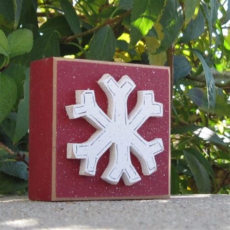 Red Snowman Block For Christmas Winter Noel Shelf Desk Etsy