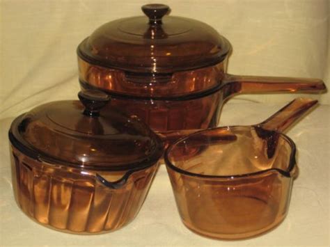 Buy 6 PIECE SET Vintage Corning Visions Vision Visionware Amber Sauce