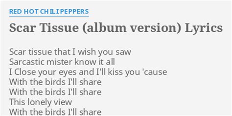 SCAR TISSUE ALBUM VERSION LYRICS By RED HOT CHILI PEPPERS Scar Tissue That I