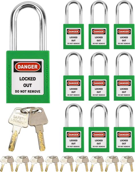 Qwork Lockout Tagout Locks Safety Padlock Green Padlocks With