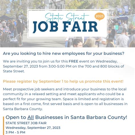 State Street Job Fair September 27 Santa Barbara South Coast Chamber