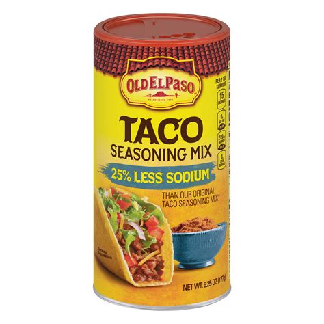 Old El Paso 25 Less Sodium Taco Seasoning Mix 6 25 Oz Walmart