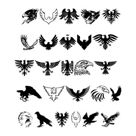 Collection Of Eagle Bird Icons Eagle Arts Birds Silhouettes Vector