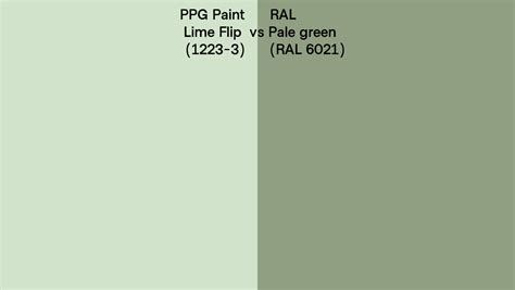 Ppg Paint Lime Flip 1223 3 Vs Ral Pale Green Ral 6021 Side By Side Comparison