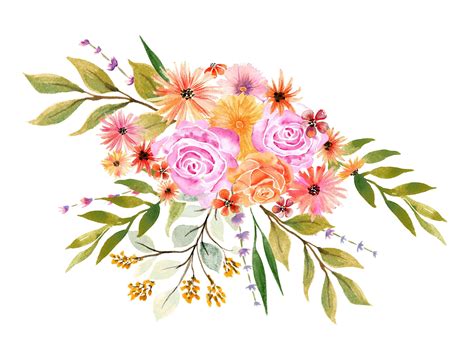 Watercolor Autumn Flowers Bouquet Watercolor Clipart Flower - Etsy