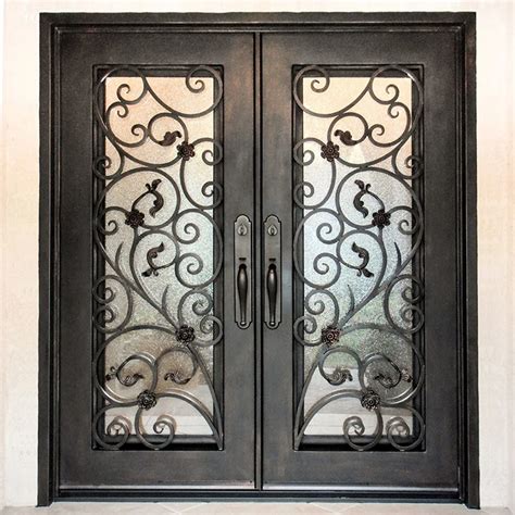 Double Entry Wrought Iron Patio Doors With Simple Square Top Design Buy Wrought Iron Patio