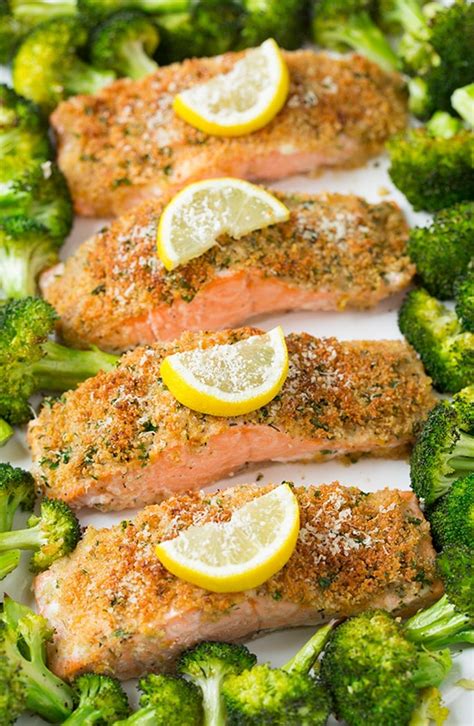 One Sheet Pan Parmesan Crusted Salmon With Roasted Broccoli Cooking