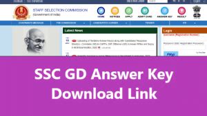 Ssc Gd Answer Key Pdf Link Out At Ssc Nic In