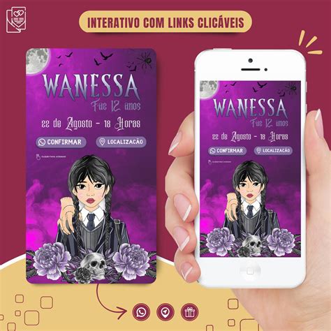 Convite Digital Interativo Wandinha Fam Lia Addams Elo