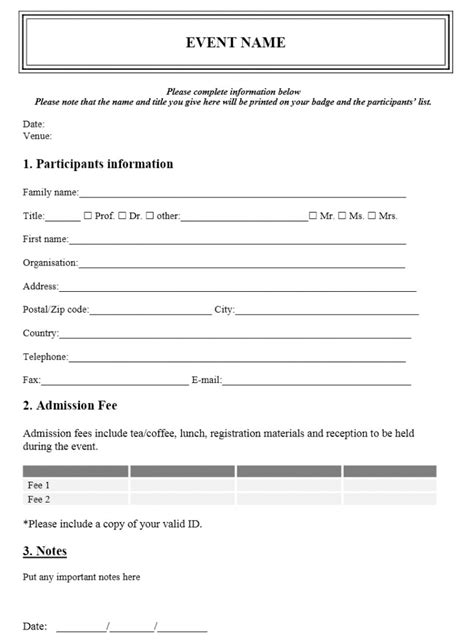 Seminar Registration Form Template Word Mightyprintingdeals