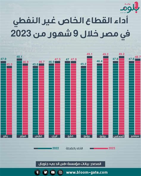 إنفوجراف أداء القطاع الخاص غير النفطي في مصر خلال 9 شهور من 2023