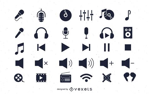 Flat Audio Icons Pack Vector Download