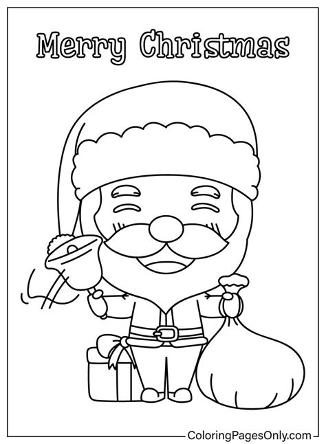 Santa And Christmas Bells Free Printable Coloring Pages