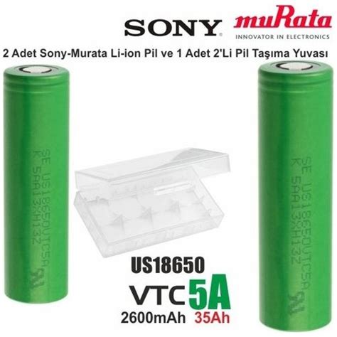 Sony Murata VTC5A 18650 35AH Li Ion Şarjlı Pil 2 Adet Pil Fiyatı