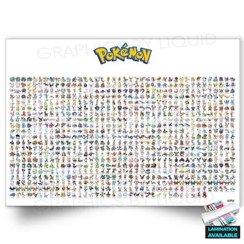 Pokemon Full Pokedex 1 721 Gen 1 To Gen 6 Poster Art Print A5 A4 A3 A2