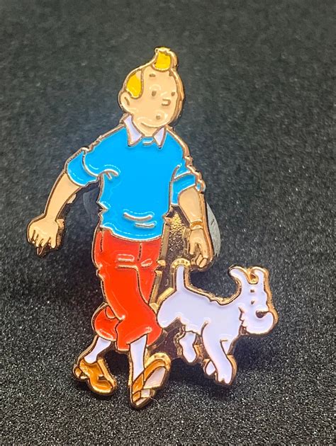 Tintin And Snowy Pin Badge Full Enamel Pin Badge Cartoon Etsy