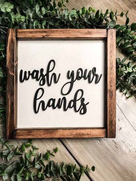 Wash Your Hands Sign Framed 3D Funny Wash Hands Bathroom - Etsy