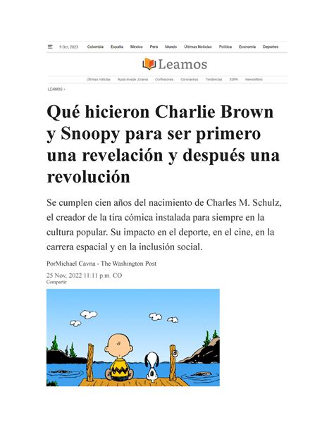 Charlie Brown Y Snoopy Qué Hicieron Charlie Brown Y Snoopy Para Ser Primero Una Revelación Y