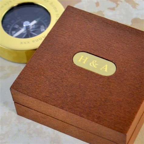 Personalised Brass Travellers Compass With Wooden Box