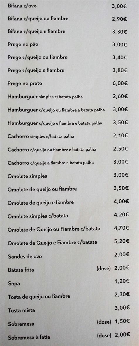 Menu At Olh O Petisco Restaurant Carcavelos