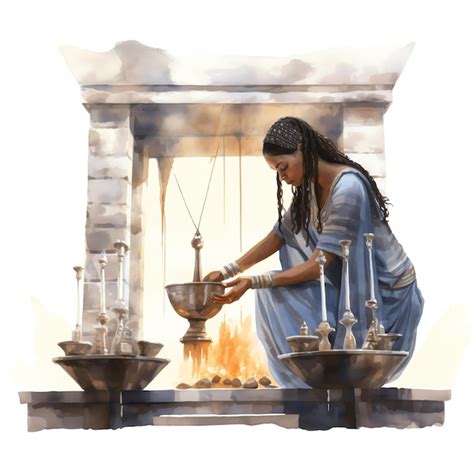 Premium AI Image | Priest or priestess conducting a ritual at a temple ...