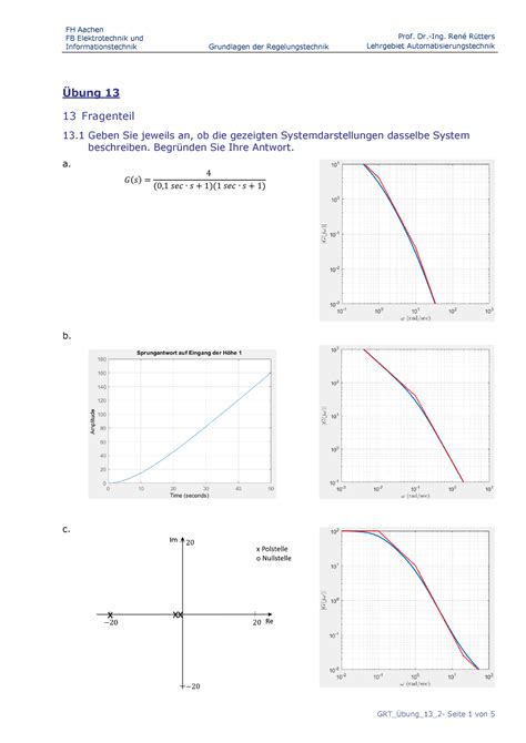 Grt Uebung Grundlagen Der Regelungstechnik Fh Aachen