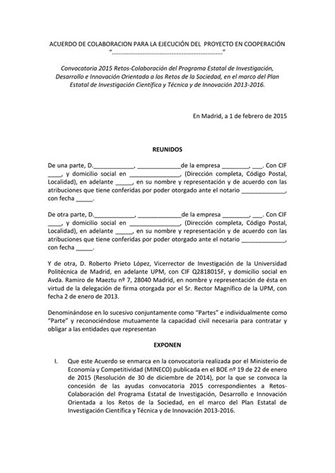 Modelo Upm De Acuerdo De Colaboraci N Sencillo