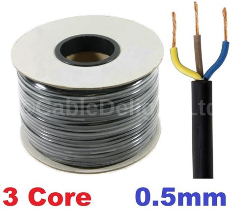 3 Core 05mm 3 Amp Pvc Flexible Cable 1m 5 100m Round Flex Electrical Wire Black Ebay