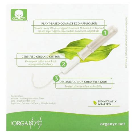 Organyc 100 Certified Organic Cotton Tampons Plant Based Eco Applicator Super Flow 16 16