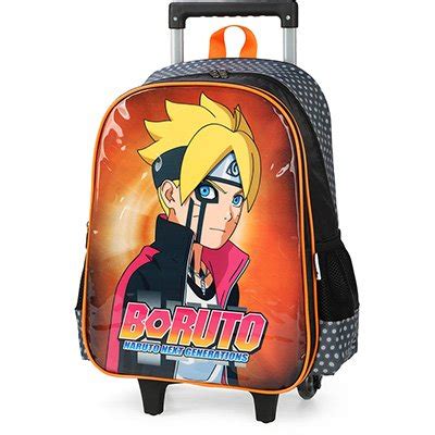 Mochila Escolar Infantil De Rodinhas Naruto Boruto Em Poli Ster